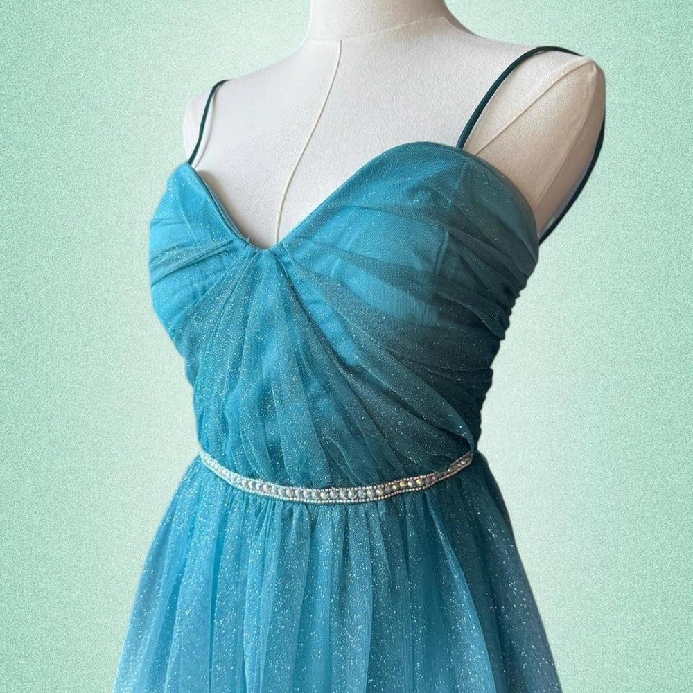 Turquoise Fairy Sparkle Tulle Mini Dress